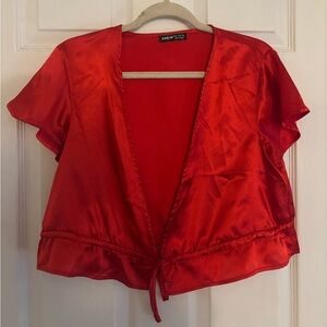 SHEIN Vibrant Red Satin Blouse